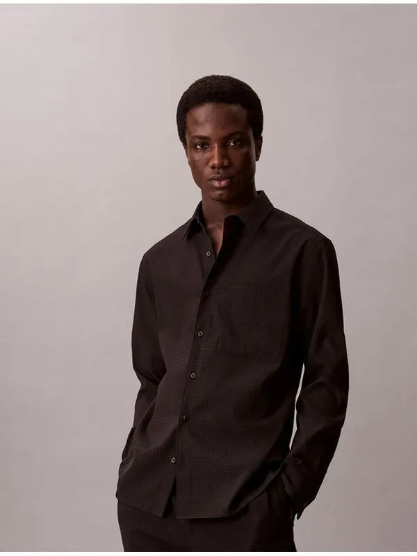 Camisa Calvin Klein Classic Solid Hombre Negro