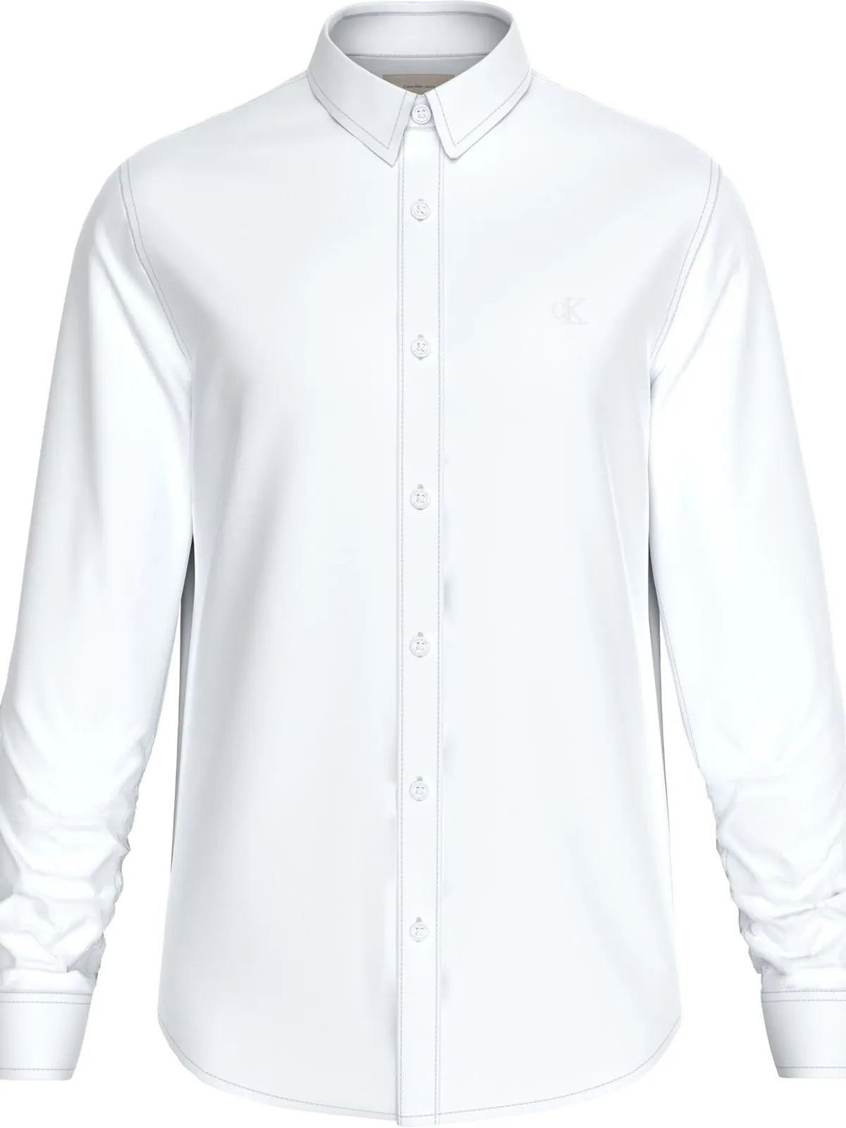 Camisa Blanca Slim Con Mini Monograma Para Hombre